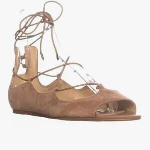 SAM EDELMAN Barbara suede lace up ballet flat sandals
Camel Beige